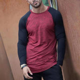 Men's Casual Round Neck Colorblock Raglan Long Sleeve T-Shirt 95344354Y