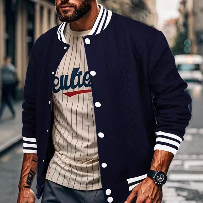 Men's Casual Single Breasted Cardigan Baseball Jacket 95897985X