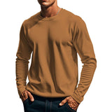 Men's Casual Solid Color Plush Warm Round Neck Long Sleeve T-shirt 53755672Y