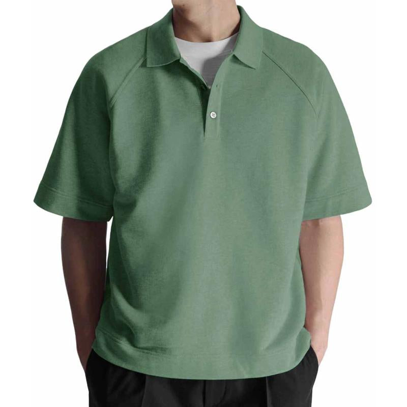 Men's Solid Color Pullover Short Sleeve POLO Shirt 16299442X