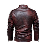 Men's Vintage Motorcycle Style Plush Warm Leather Jacket 28670585Y