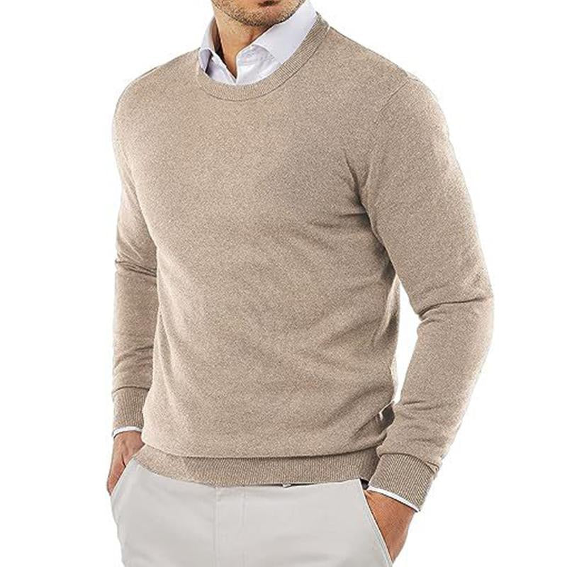 Suéter de punto con cuello redondo y color sólido informal para hombre 60940040M