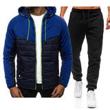 Men's Color Block Hooded Sweatshirt And Trousers Two-piece Set 33767945U