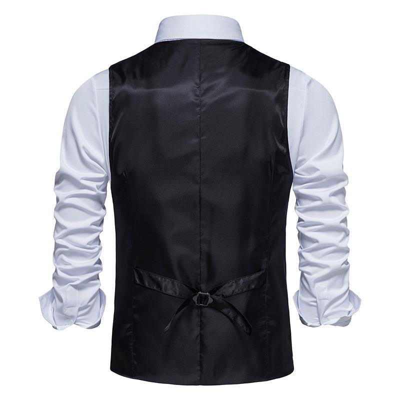Men's Vintage Check Breast Pocket Collarless Vest 51861612Y