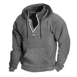 Men's Vintage Stand Collar Waffle Hoodie 75389657X