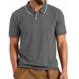 Men's Casual Printed Contrast Half-zip POLO Shirt 55356860X