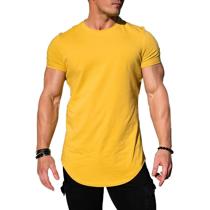 Camiseta de manga corta con cuello redondo y holgado de color liso para hombre 45316034X