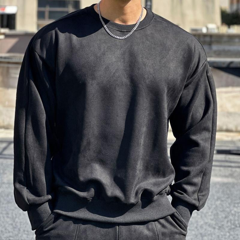 Men's Casual Sports Loose Pullover Round Neck Long-sleeved Sweatshirt 88864553X