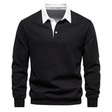 Men's Long Sleeve Colorblock Polo Neck Sweatshirt 53256542X