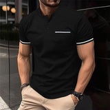 Men's Solid Button Henley Collar Short Sleeve T-Shirt 05141136Y