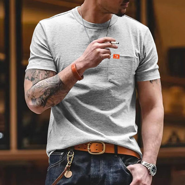 Men's Casual Solid Color Round Neck Short Sleeve T-Shirt 86754330M