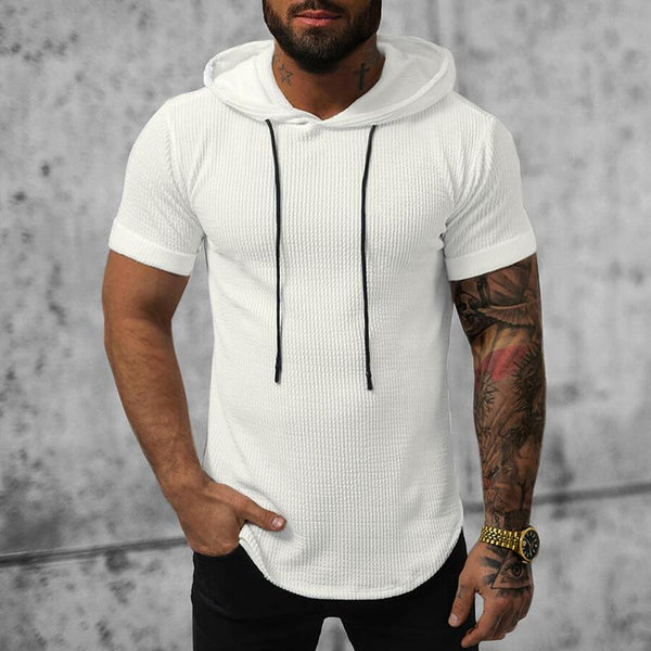Men's Casual Solid Color Hooded Short-Sleeved T-Shirt 52977013Y