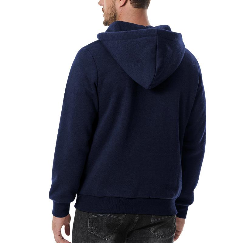 Men's Casual Zipper Collar Patchwork Loose Pullover Hoodie 74885252M