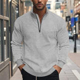 Men's Retro Casual Stand Collar Zipper Loose Jacquard Sweatshirt 57147354X