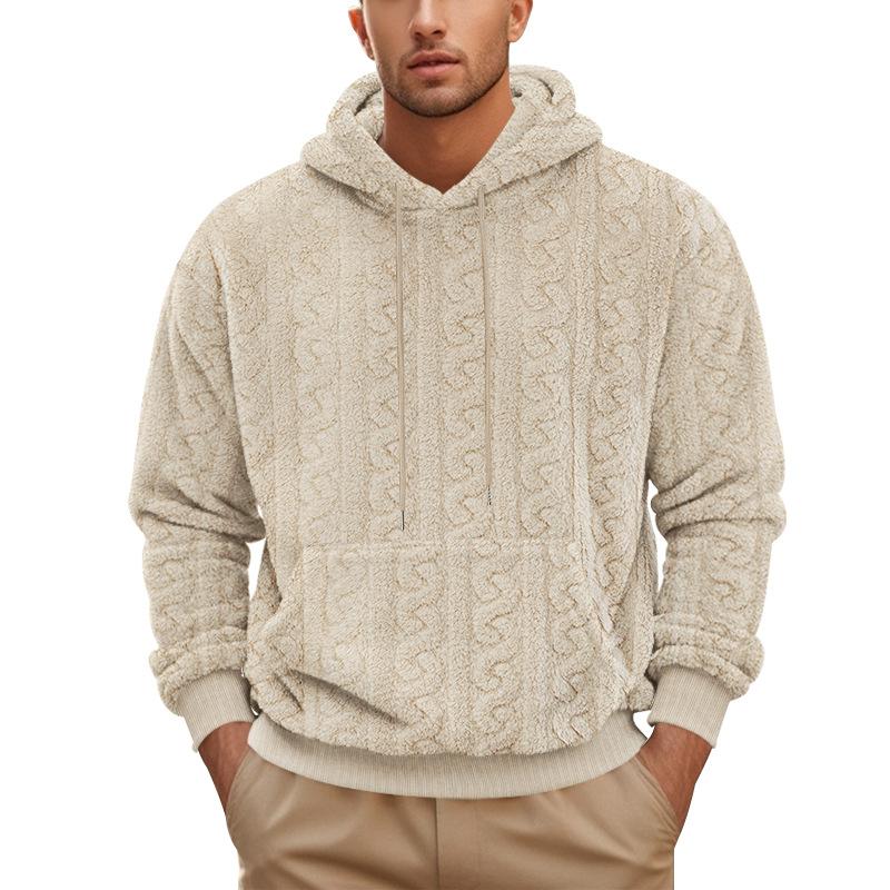 Men's Solid Color Jacquard Sports Casual Hoodie 94208625X