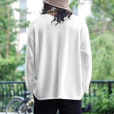 Men's Solid Color Waffle Loose Round Neck Long Sleeve T-Shirt 76476448Y