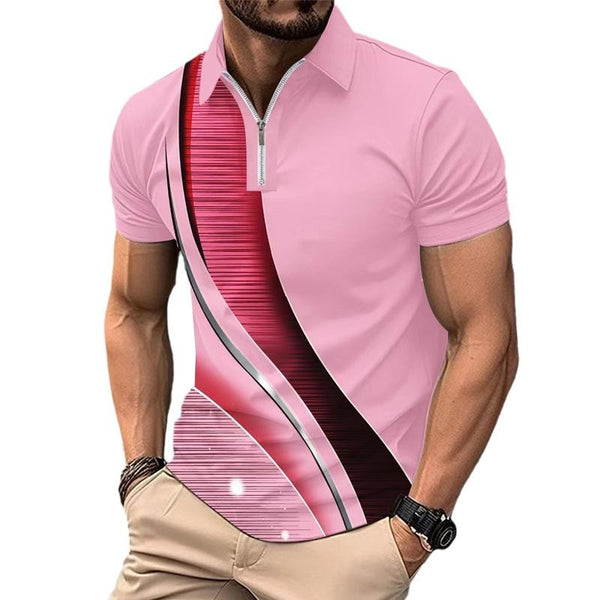 Men's Printed Gradient Short Sleeve POLO Shirt 78491496X