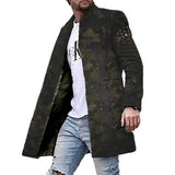 Men's Printed Casual Stand Collar Mid-length Coat 20311126X