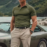 Men's Solid Color Short-sleeved Bottoming POLO Shirt 20127919X