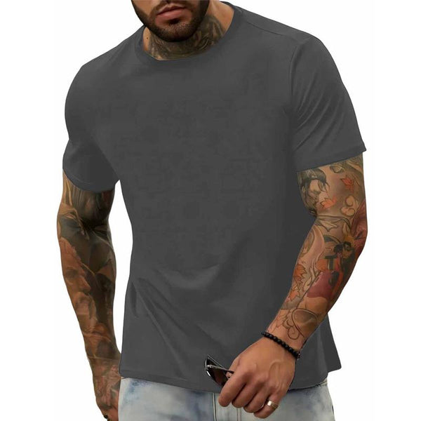 Men's Casual Solid Color All-match Round Neck T-shirt 81212933X