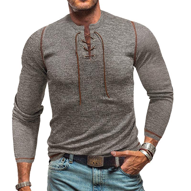 T-shirt Henley d'extérieur à manches longues et col ras du cou pour homme 83787856X