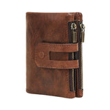 Men's Genuine Leather Double Zipper Multi-Card Slot Vintage Card Holder Wallet 58897233U