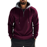 Men's Solid Color Plush Warm Zipper Hooded Sweatshirt 71069586Y