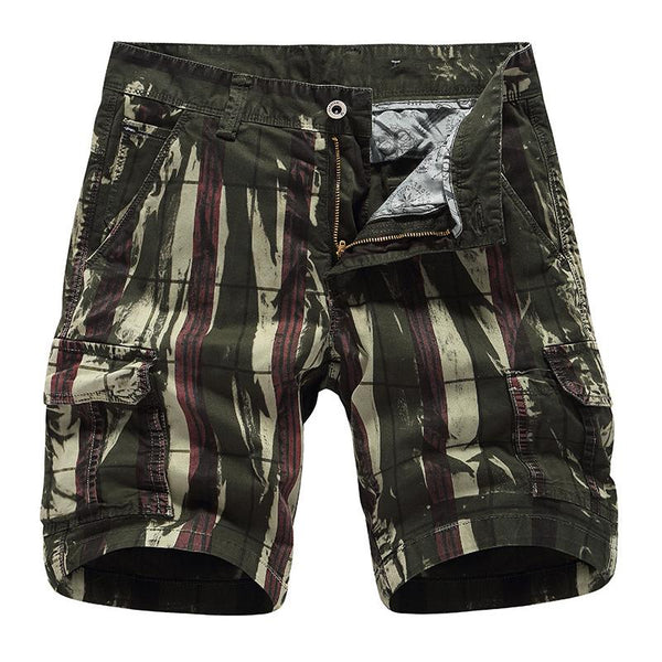 Men's Casual Outdoor Washed Cotton Camouflage Multi-Pocket Cargo Shorts 18709958M