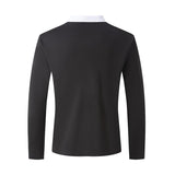 Men's Color Block Half Zip Pullover Long Sleeve Polo Shirt 98752997X