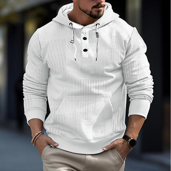 Men'S Casual Solid Color Geometric Texture Hooded Sweatshirt 85262825Y