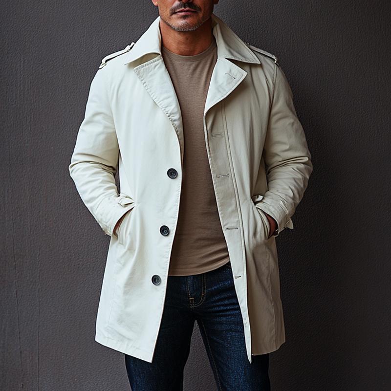 Men's Casual Single-breasted Mid-length Trench Coat 07560290X