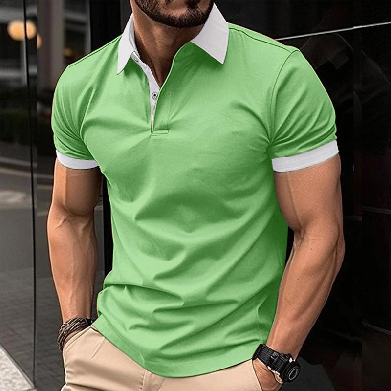 Men's Casual Color Block Short Sleeve POLO Shirt 43371751Y