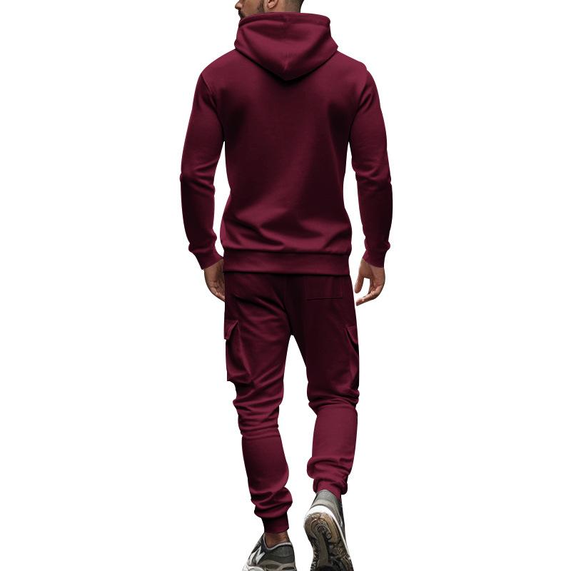 Men's Loose Sports Hooded Sweatshirt and Pants Set 40057919Y