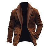 Men's Solid Suede Polar Fleece Mid-Length Coat 28249214X