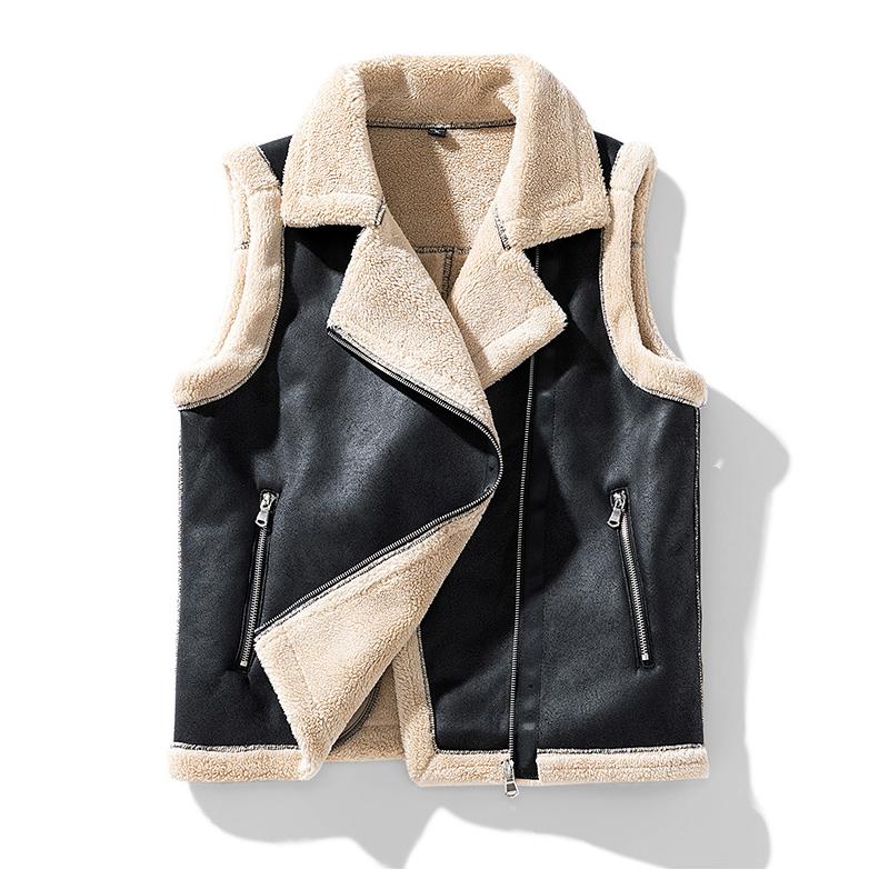 Men's Casual Suede Warm Shearling Vest 54868250Y