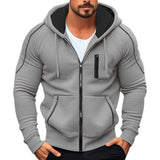 Men's Casual Contrast Color Hooded Sweatshirt Jacket 52648127Y