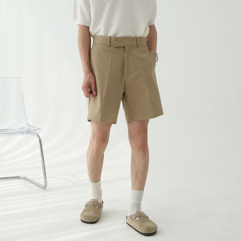Men's Vintage Solid Color Straight Casual Suit Shorts 26364738Z