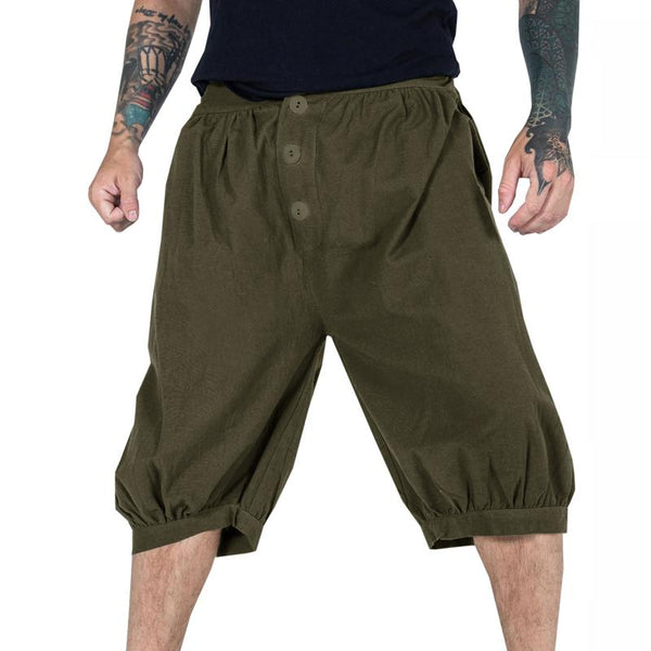 Men's Loose Solid Color Button-Up Mid Pants 41079663Y
