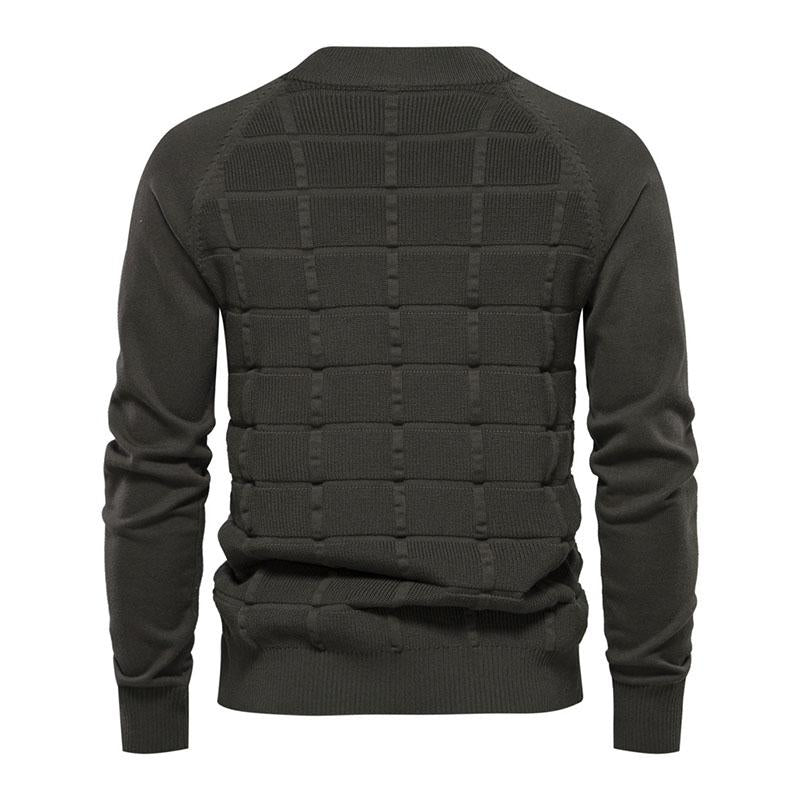 Men's Casual Round Neck 3D Knitted Long-Sleeved Pullover Sweater 94104794M