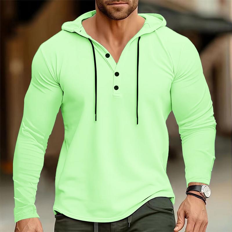 Men's Casual Solid Color Loose Long Sleeve Hoodie 50305630X