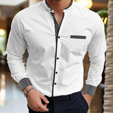 Men's Solid Long Sleeve Pocket Stripe Shirt 01332473X