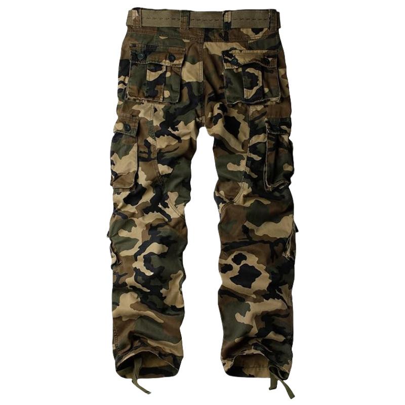 Pantalones cargo rectos con cremallera y múltiples bolsillos de algodón camuflado para hombre 40263270Z