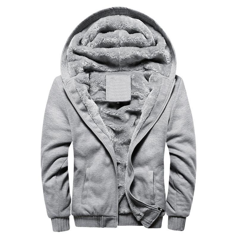 Men's Casual Fleece Hooded Jacket 64758413F