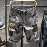 Men's Vintage Distressed Straight Denim Shorts 68298019Z