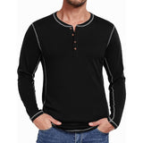 Men's Casual Henley Neck Long Sleeve T-Shirt 12838870X