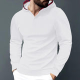 Men's Casual Solid Color Waffle Hooded Long Sleeve T-Shirt 28805241Y