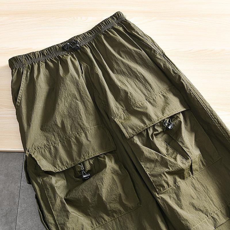 Men's Casual Lightweight Breathable Nylon Multi-Pocket Pleated Cargo Pants 62006598M