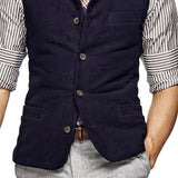 Men's Vintage Suede Stand Collar Single Breasted Vest 65851873Y