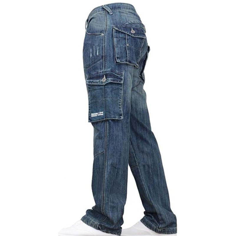 Men's Loose Vintage Multi Pocket Jeans 93979419Y