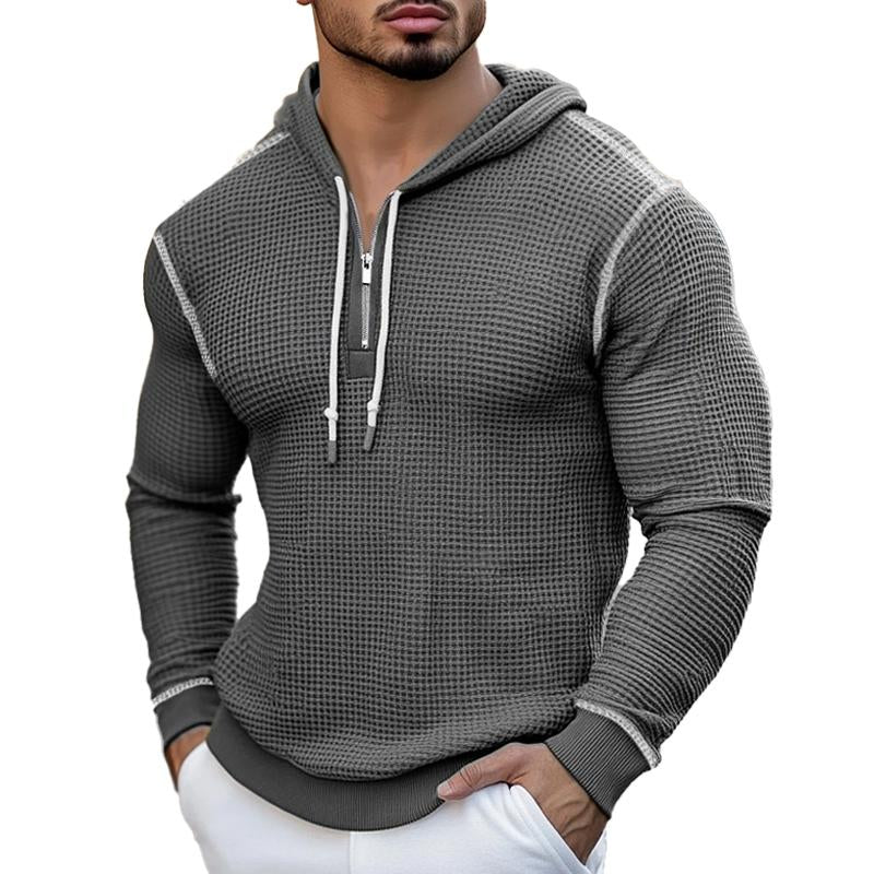 Lässiger Kapuzenpullover mit Reißverschluss und Waffelmuster für Herren 83890929X